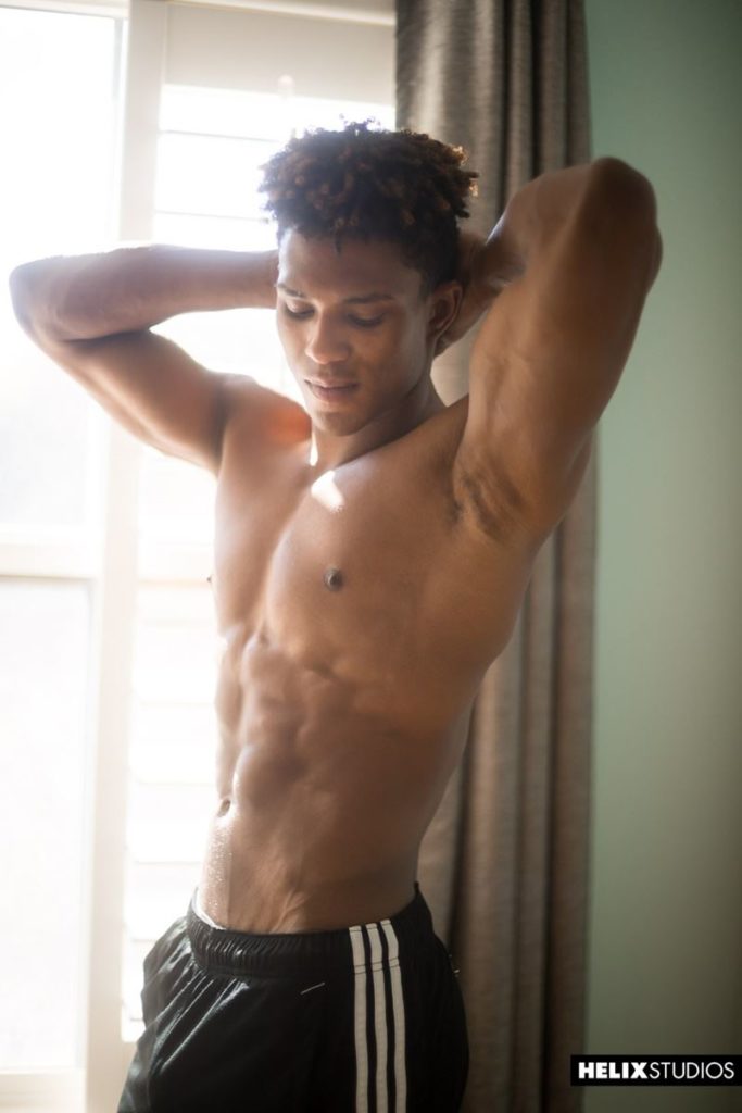 Young black muscle stud Damien Ellis strips Adidas track pants wanking huge uncut dick Helix 012 gay porn pics 683x1024 - Damien Ellis