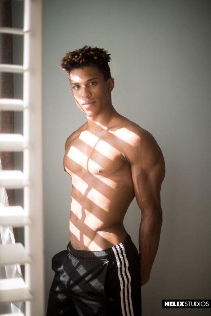 Young black muscle stud Damien Ellis strips Adidas track pants wanking huge uncut dick Helix 013 gay porn pics 683x1024 - Damien Ellis