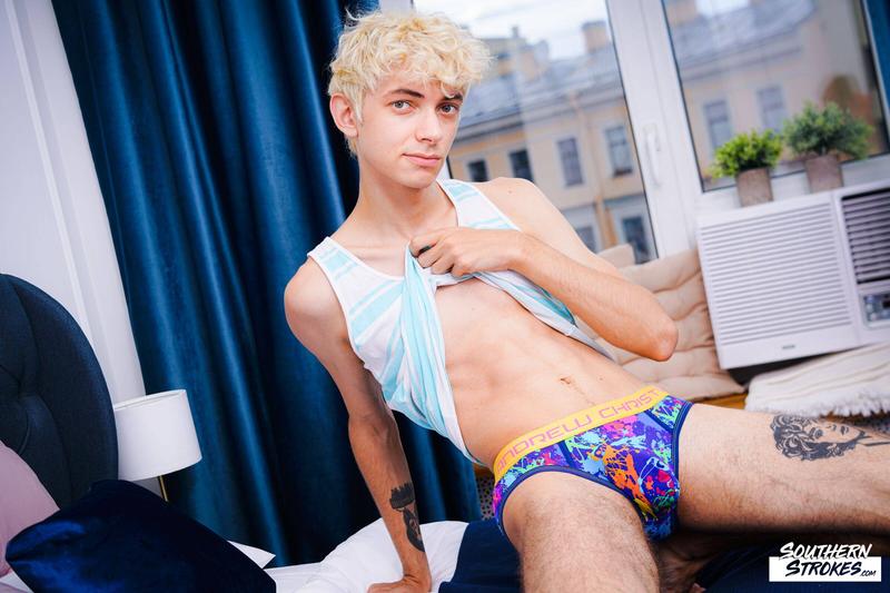 Hottie young blonde boy Southern Strokes Elio Pjatteryd strips out of tight sexy underwear jerking twink dick 3 porno gay pics - Elio Pjatteryd
